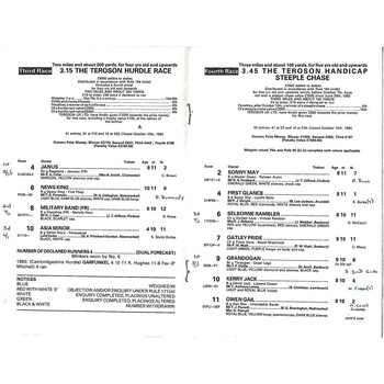 1984 Huntingdon October Race Meeting (27/10/1984) Horse Racing Racecard