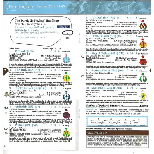 2005 Huntingdon First November Race Meeting (02/11/2005) Horse Racing Racecard