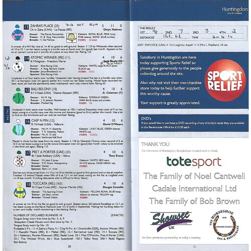 2008 Huntingdon Second March Race Meeting (12/03/2008) Horse Racing Racecard