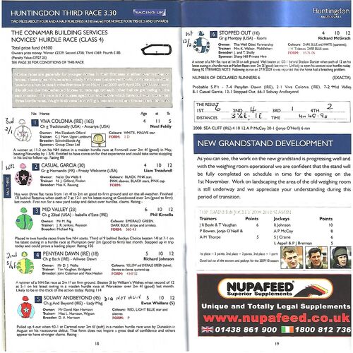 2009 Huntingdon Second October Race Meeting (13/10/2009) Horse Racing Racecard