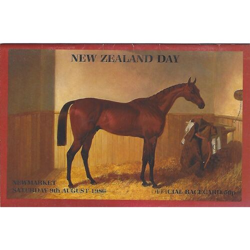 1986 Newmarket Second August Race Meeting (New Zealand Day) (09/08/1986) Horse Racing Racecard