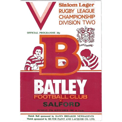 1981/82 Batley v Salford Rugby League programme