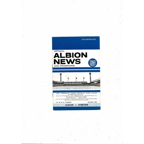 1964/65 West Bromwich Albion v Everton Football Programme March