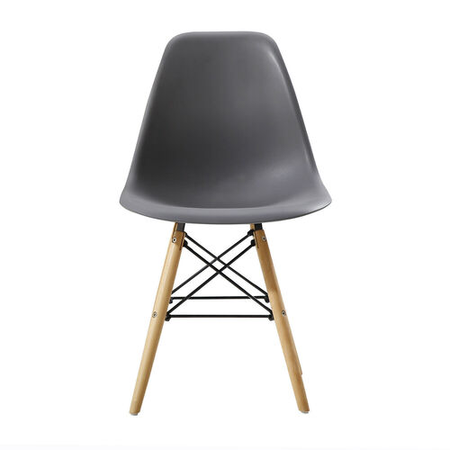 Set of 2 Lia Dining Chairs With Wooden Legs Eiffel Retro Lounge (Grey)