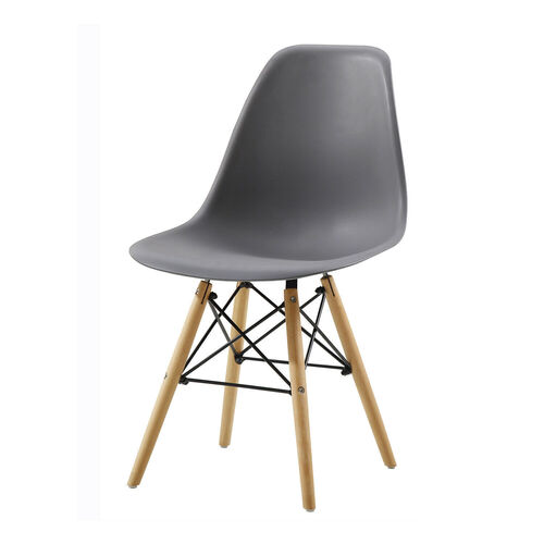 Set of 2 Lia Dining Chairs With Wooden Legs Eiffel Retro Lounge (Grey)