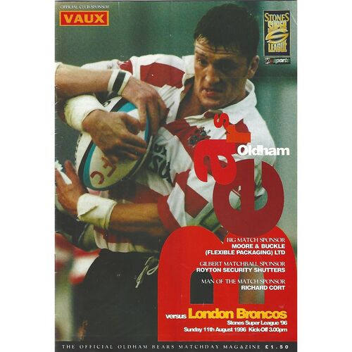 Oldham Home Rugby League Programmes