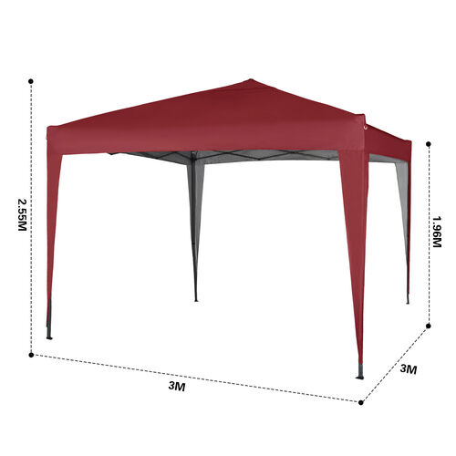 3m x 3m Gazebo Resistant Outdoor Garden Marquee Canopy NS (Red)