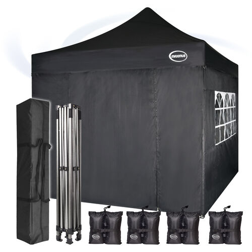 MAXIMUS HEAVY DUTY GAZEBO With Sides (Black)