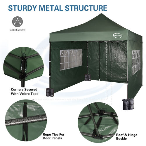MAXIMUS HEAVY DUTY GAZEBO With Sides (GREEN)