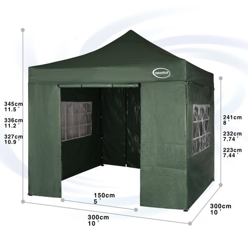 MAXIMUS HEAVY DUTY GAZEBO With Sides (GREEN)