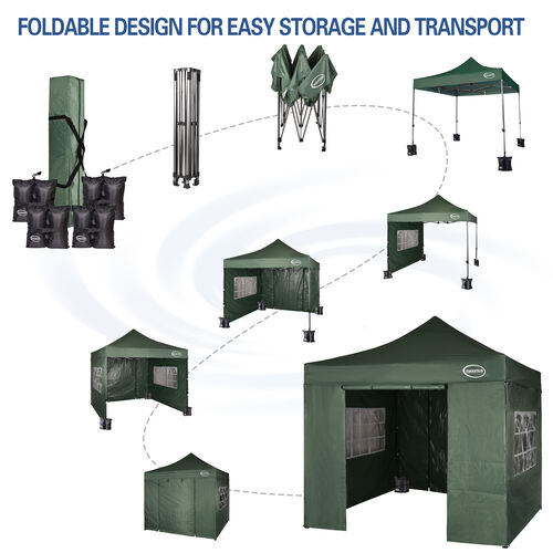 MAXIMUS HEAVY DUTY GAZEBO With Sides (GREEN)