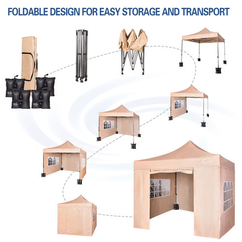 MAXIMUS HEAVY DUTY GAZEBO With Sides (Beige)