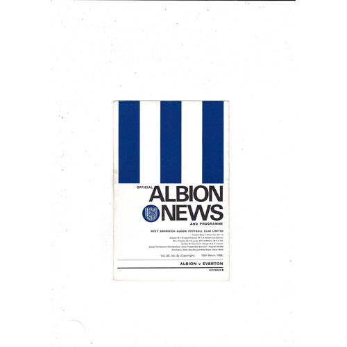 1967/68 West Bromwich Albion v Everton Football Programme