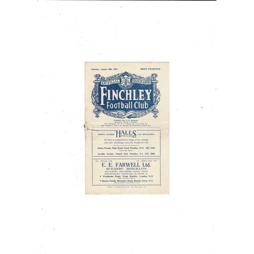 Finchley Home Football Programmes