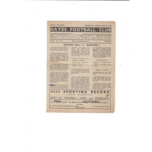 Non League Pre War & 1940's Football Programmes