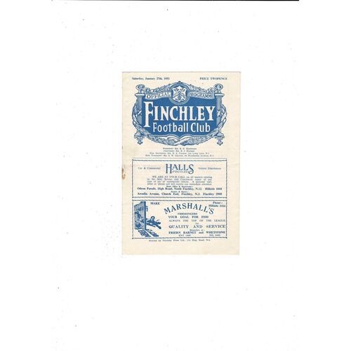 Finchley Home Football Programmes