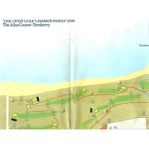 1986 Open Golf Championship (Turnberry, 17-20/07/1986) Official Golf Programme, Order of Play Card (18/07/1986) & Course Map