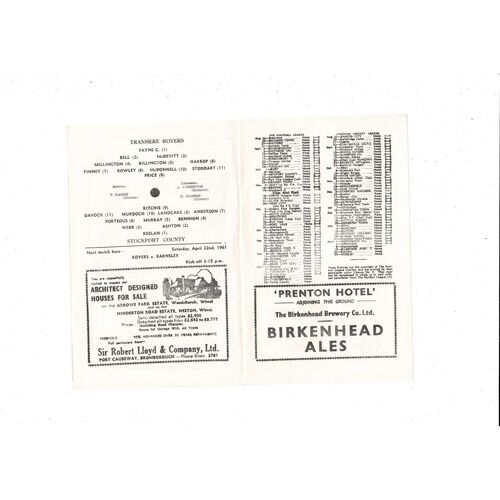 1960/61 Tranmere v Stockport County Cheshire Bowl Semi Final Football Programme.