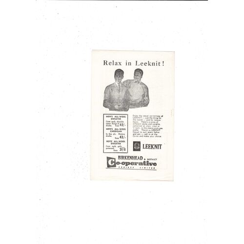 1960/61 Tranmere v Stockport County Cheshire Bowl Semi Final Football Programme.