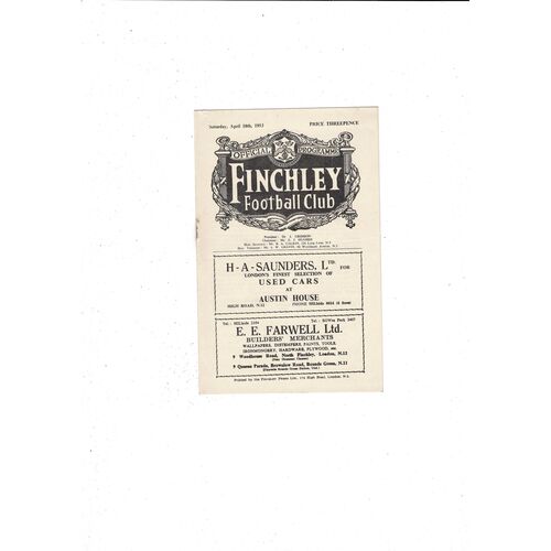 Finchley Home Football Programmes