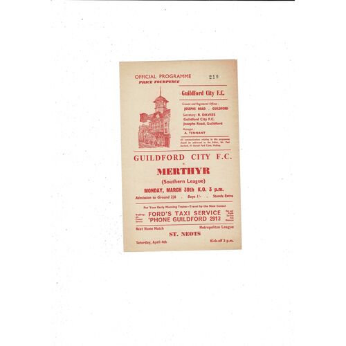Guildford City Home Football Programme