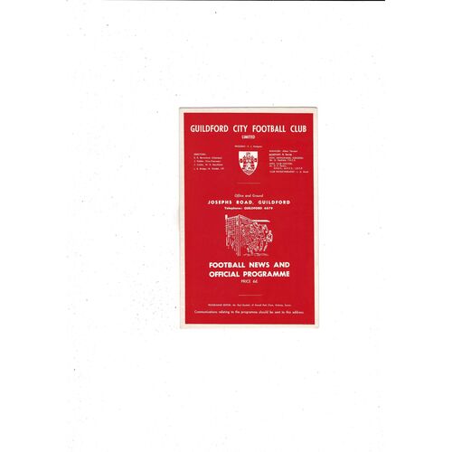 1968/69 Guildford City v Weymouth Football Programme