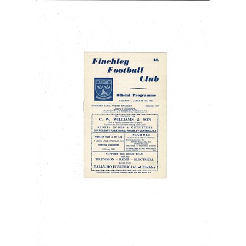 Finchley Home Football Programmes