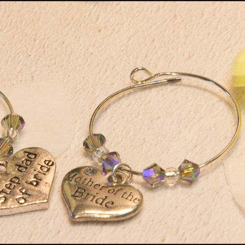 Mother & Stepdad of the Bride Wine Glass Charms