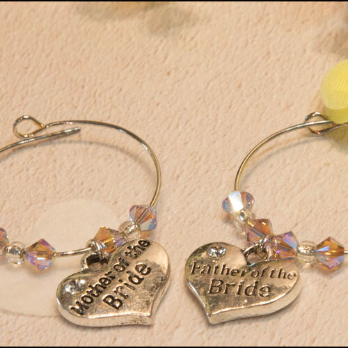 Mother & Father of the Bride Wine Glass Charms