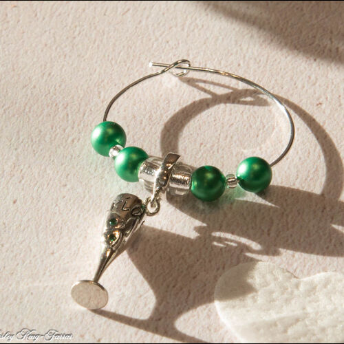 Sterling Silver Champagne Bottle Wine Glass Charm
