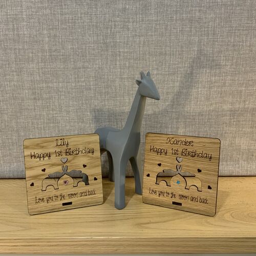 Wooden 1st birthday Card