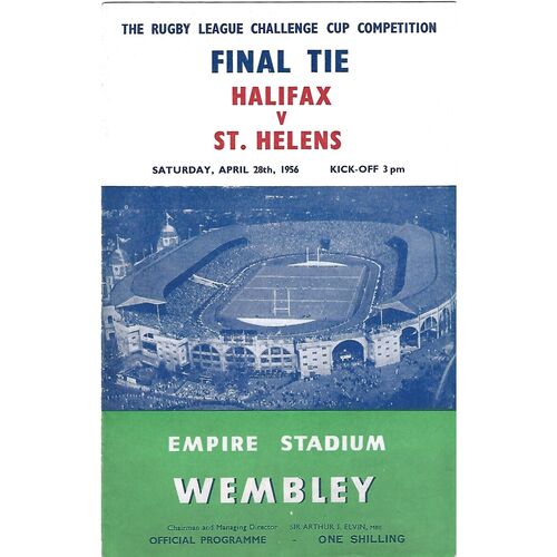 1956 Halifax v St. Helens Rugby League Challenge Cup Final Programme