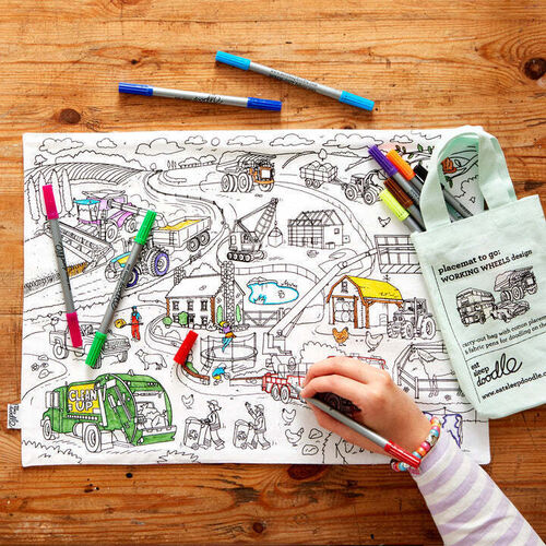 Working Wheels Placemat to Go by eatsleepdoodle