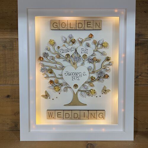 LED “ Floral Golden Wedding “ frame