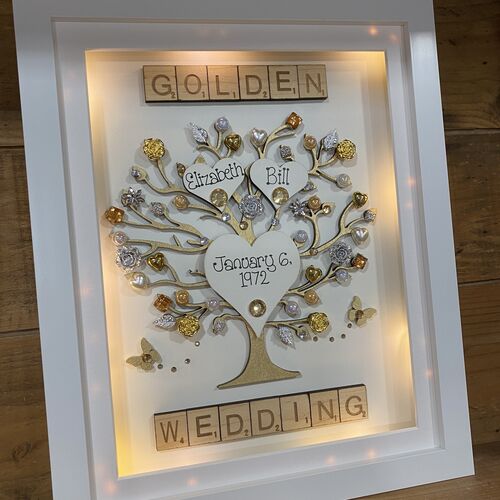 LED “ Floral Golden Wedding “ frame