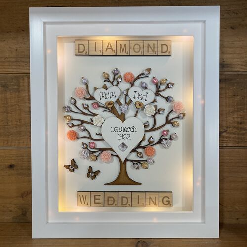 LED “Floral Diamond wedding “ frame