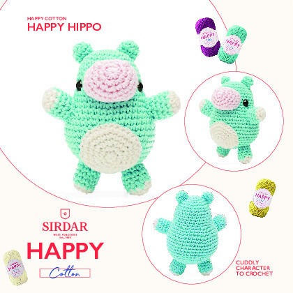 Happy Cotton Crocheted Happy Hippo