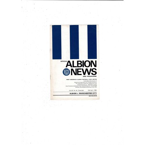 1968/69 West Bromwich Albion v Manchester City Football Programme