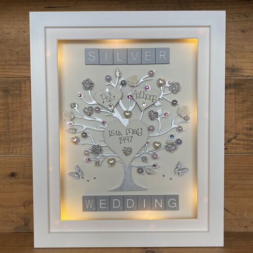 LED “ Floral Silver wedding “ frame