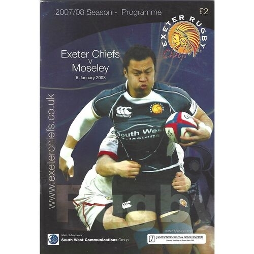 2007/08 Exeter Chiefs v Moseley (05/01/2008) Rugby Union Programme