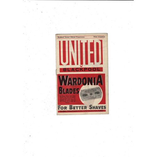 1946/47 Sheffield United v Blackpool Football Programme. November 9th