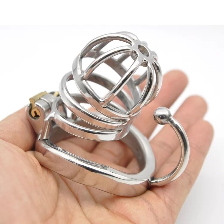 Nessus Play short breathable steel chastity cage with arc hook and catheter tube