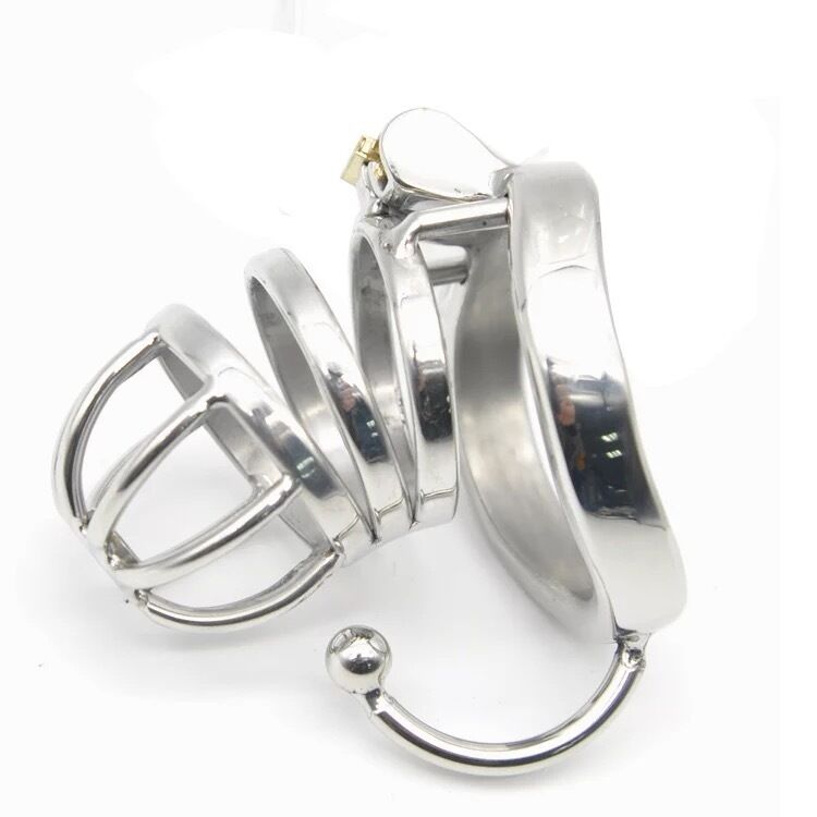 Nessus Play short breathable steel chastity cage with arc hook and catheter tube
