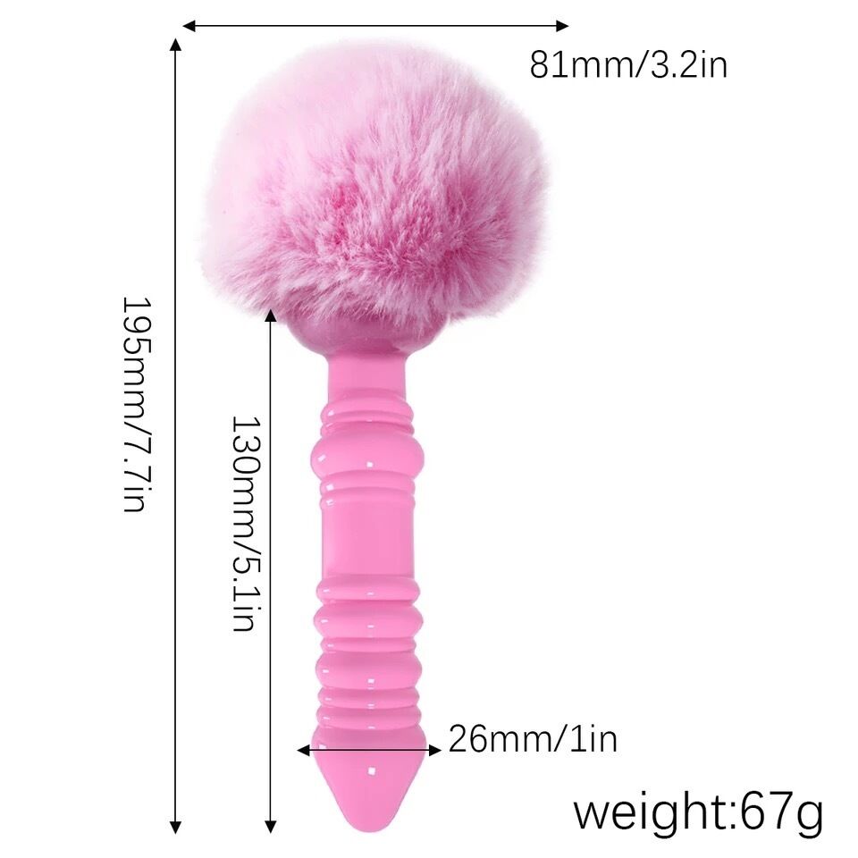 Nessus Play large ribbed fluffy bunny anal plug