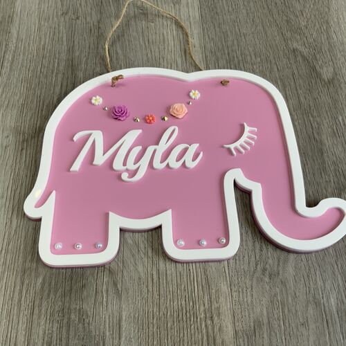 Pink Elephant name plaque