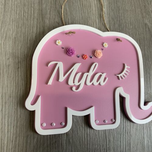 Pink Elephant name plaque