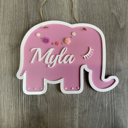 Pink Elephant name plaque