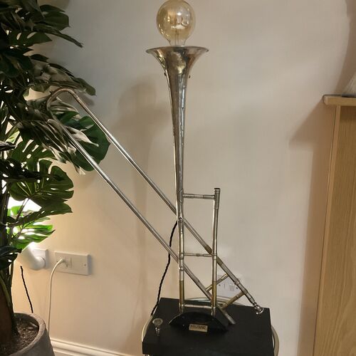 Upcycled Vintage Trombone Lamp.
