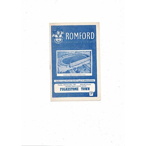 1961/62 Romford v Folkestone Town Isthmian League Football Programme