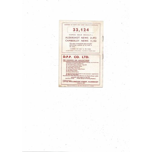 1960/61 Aldershot v Rochdale Football Programme